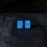 Mono Opal Studs - Electric Blue - Rectangle